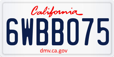 CA license plate 6WBB075