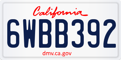 CA license plate 6WBB392