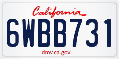 CA license plate 6WBB731