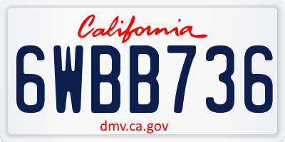 CA license plate 6WBB736