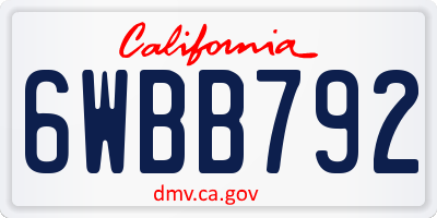 CA license plate 6WBB792