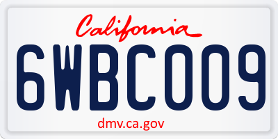 CA license plate 6WBC009