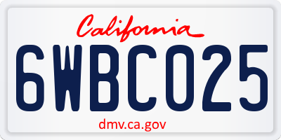 CA license plate 6WBC025