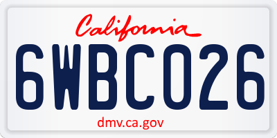 CA license plate 6WBC026