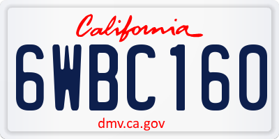 CA license plate 6WBC160