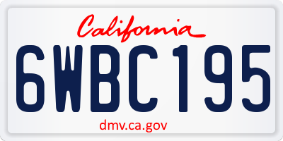 CA license plate 6WBC195