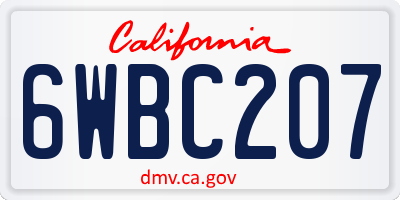 CA license plate 6WBC207