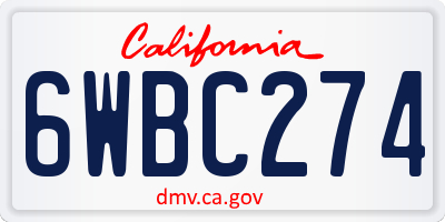 CA license plate 6WBC274