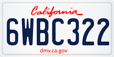 CA license plate 6WBC322