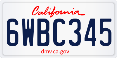 CA license plate 6WBC345
