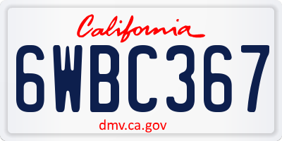 CA license plate 6WBC367