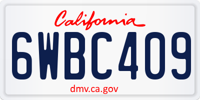 CA license plate 6WBC409