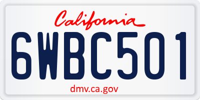 CA license plate 6WBC501