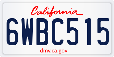 CA license plate 6WBC515