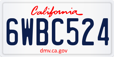 CA license plate 6WBC524