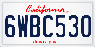CA license plate 6WBC530
