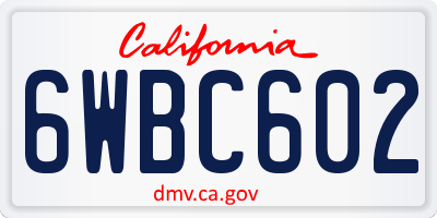 CA license plate 6WBC602