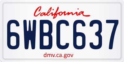CA license plate 6WBC637