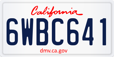CA license plate 6WBC641