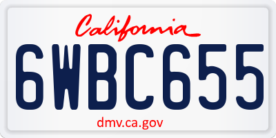 CA license plate 6WBC655
