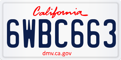 CA license plate 6WBC663