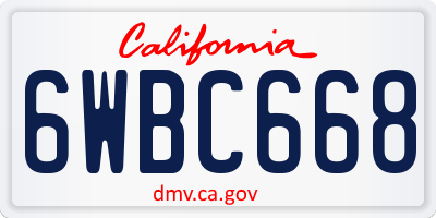 CA license plate 6WBC668