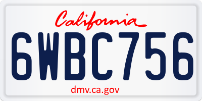 CA license plate 6WBC756