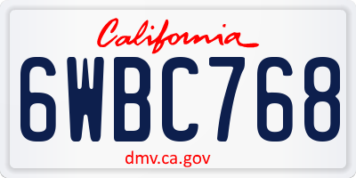 CA license plate 6WBC768