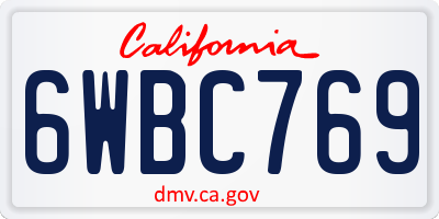 CA license plate 6WBC769