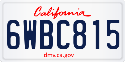 CA license plate 6WBC815