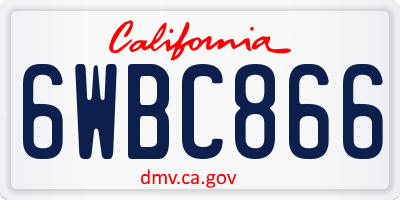 CA license plate 6WBC866