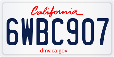 CA license plate 6WBC907