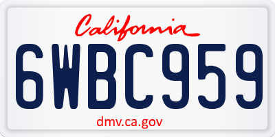 CA license plate 6WBC959
