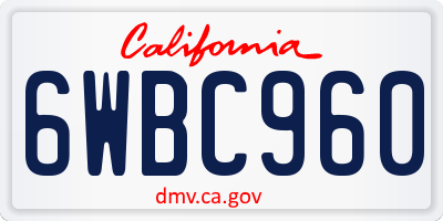 CA license plate 6WBC960
