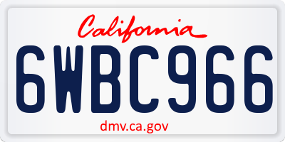 CA license plate 6WBC966