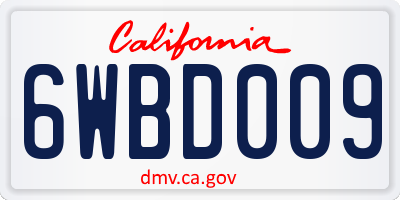 CA license plate 6WBD009