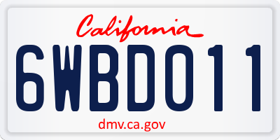 CA license plate 6WBD011