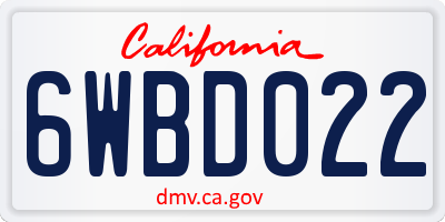 CA license plate 6WBD022