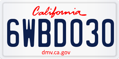 CA license plate 6WBD030