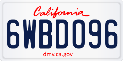 CA license plate 6WBD096