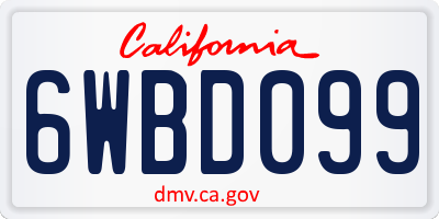 CA license plate 6WBD099