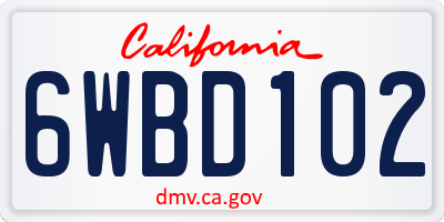 CA license plate 6WBD102
