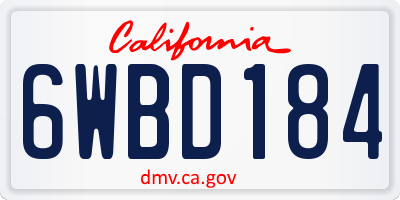 CA license plate 6WBD184