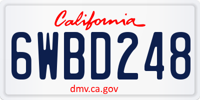 CA license plate 6WBD248