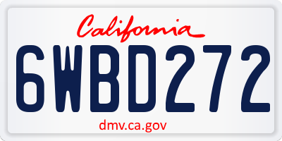 CA license plate 6WBD272