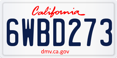 CA license plate 6WBD273