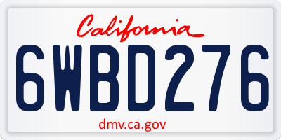 CA license plate 6WBD276