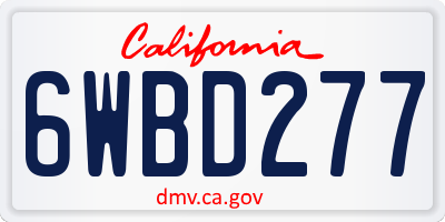 CA license plate 6WBD277