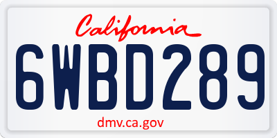 CA license plate 6WBD289