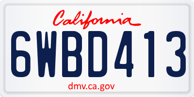 CA license plate 6WBD413